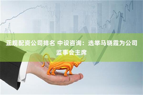正规配资公司排名 中设咨询：选举马晓霞为公司监事会主席